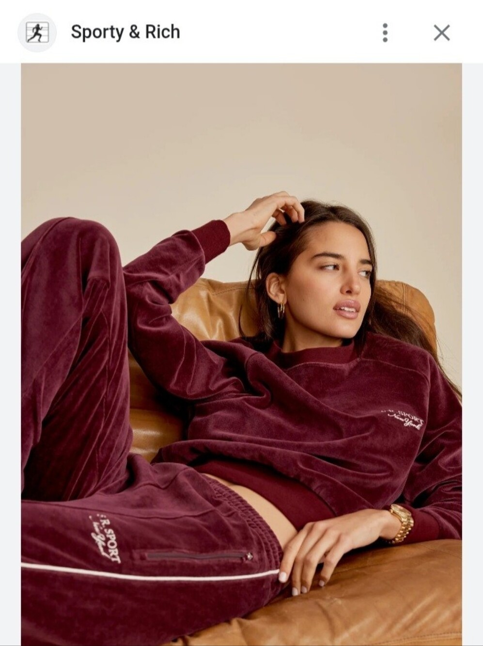 S.R. Sport Velvet Crewneck Sweatshirt - Deep Plum